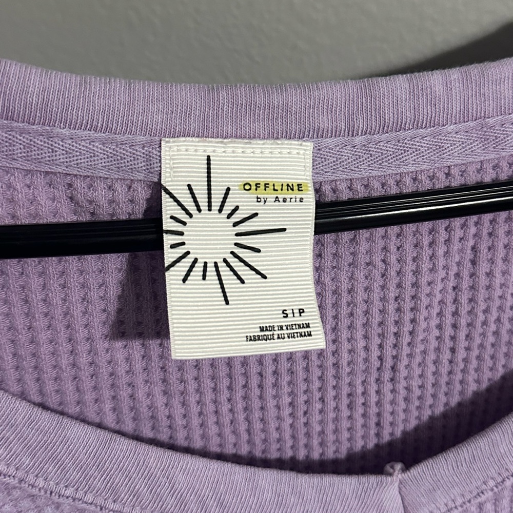 Aerie Lilac Waffle Knit Sweatshirt - Picture 2 of 3